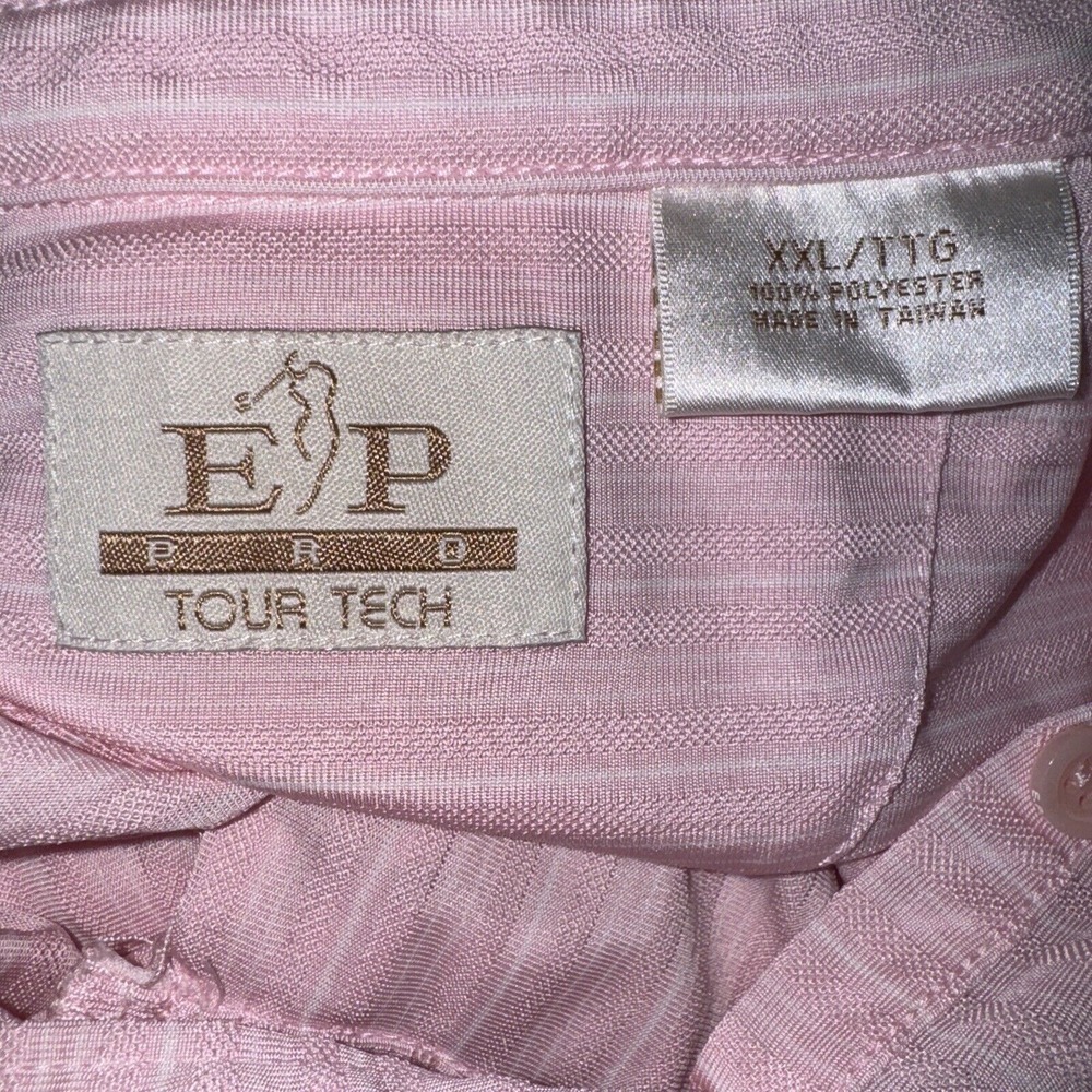 EP Pro Tour Tech Polo Shirt Womens XXL Pink Excellent Striped Short Sleeve Golf - Picture 3 of 6